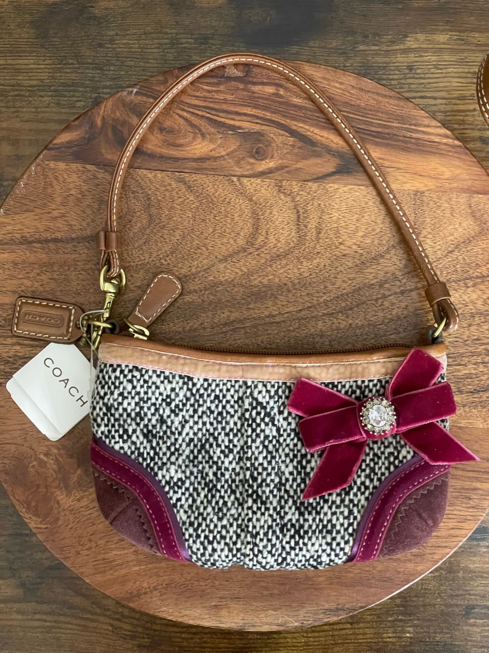COACH SOHO Tweed Ribbon Bow Wristlet